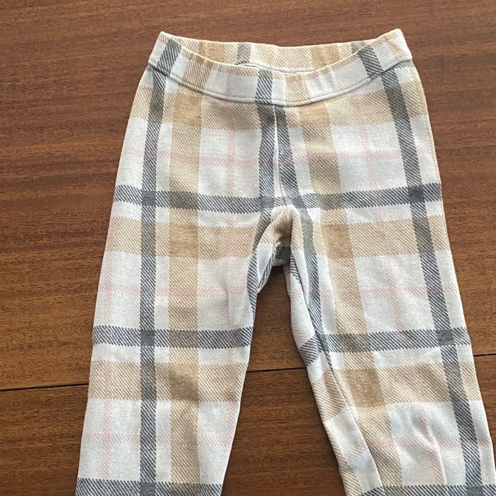 Janie and Jack Tan and Gray Plaid Leggings